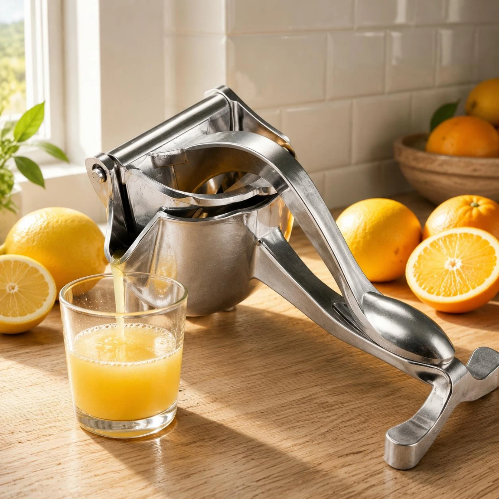 

Lever Juicer Silver-Toned Silver Hand Press Lemon Presser Citrus Juicer Countertop Handheld Juice Extractor Ergonomic Grip