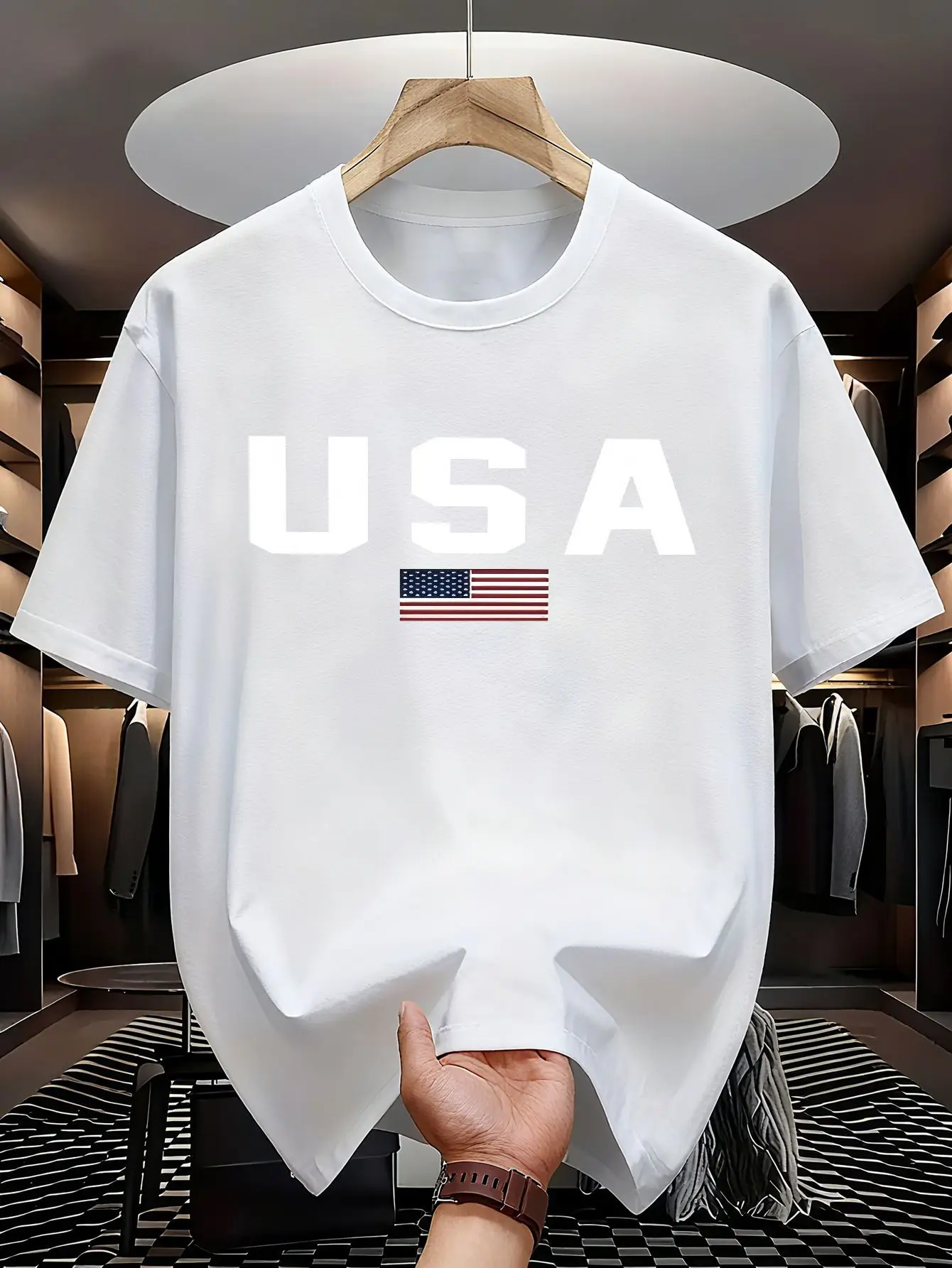 USA Flag Graphic T-Shirt Men Women United States Letter Print Short Sleeve Summer Loose Tops Casual Patriotic Streetwear Tee