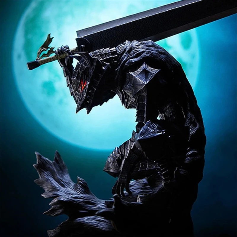 Anime Berserk Guts L Figure Black Battle Armor War Damage Guts L Swordsman Action Figurine Model Doll Collection Gift Toys Boys