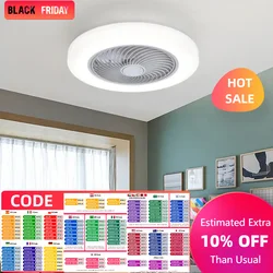 Gran oferta, ventiladores de techo inteligentes con luces, lámpara de decoración para dormitorio con Control remoto, aspas invisibles de aire de 52cm, silenciosa y retráctil