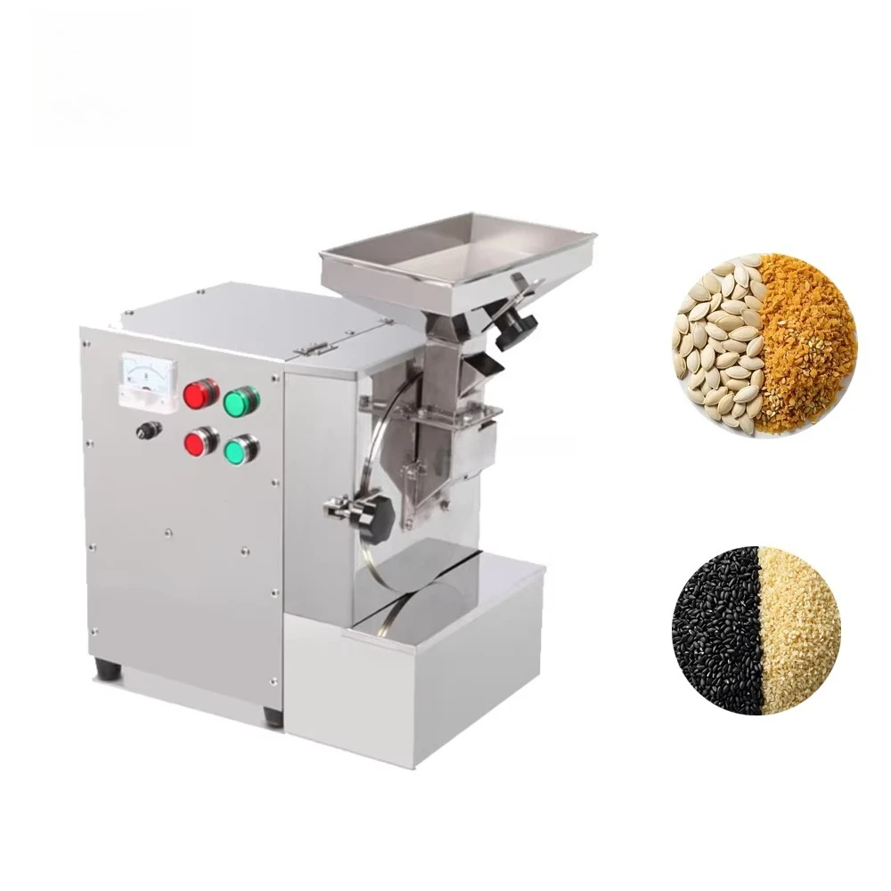 Small Type Crushing Machine Sesame Walnut Peanut Almond Grinder Commercial Oily Material Pulverizer Machine