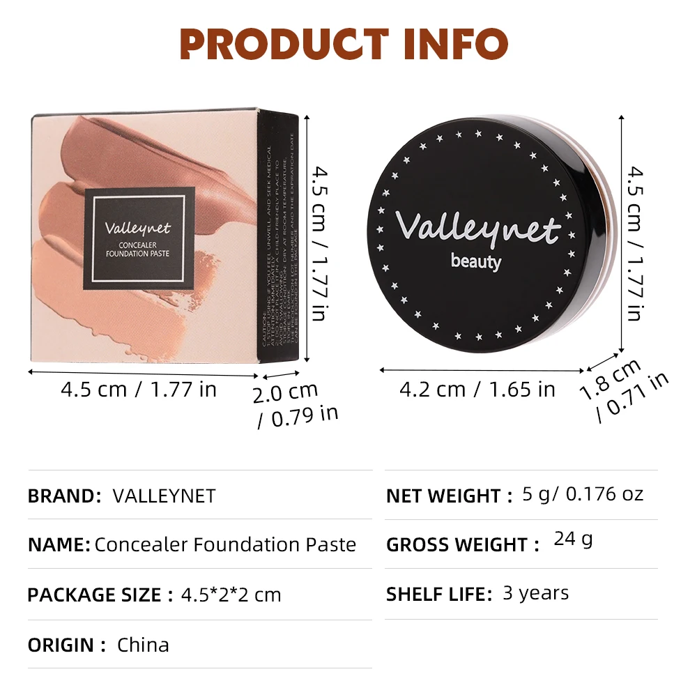 Full Coverage Concealer Cover Anti Dark Circle Freckle Long-lasting Waterproof Foundation BB Cream for Face Makeup Base Cosmetic