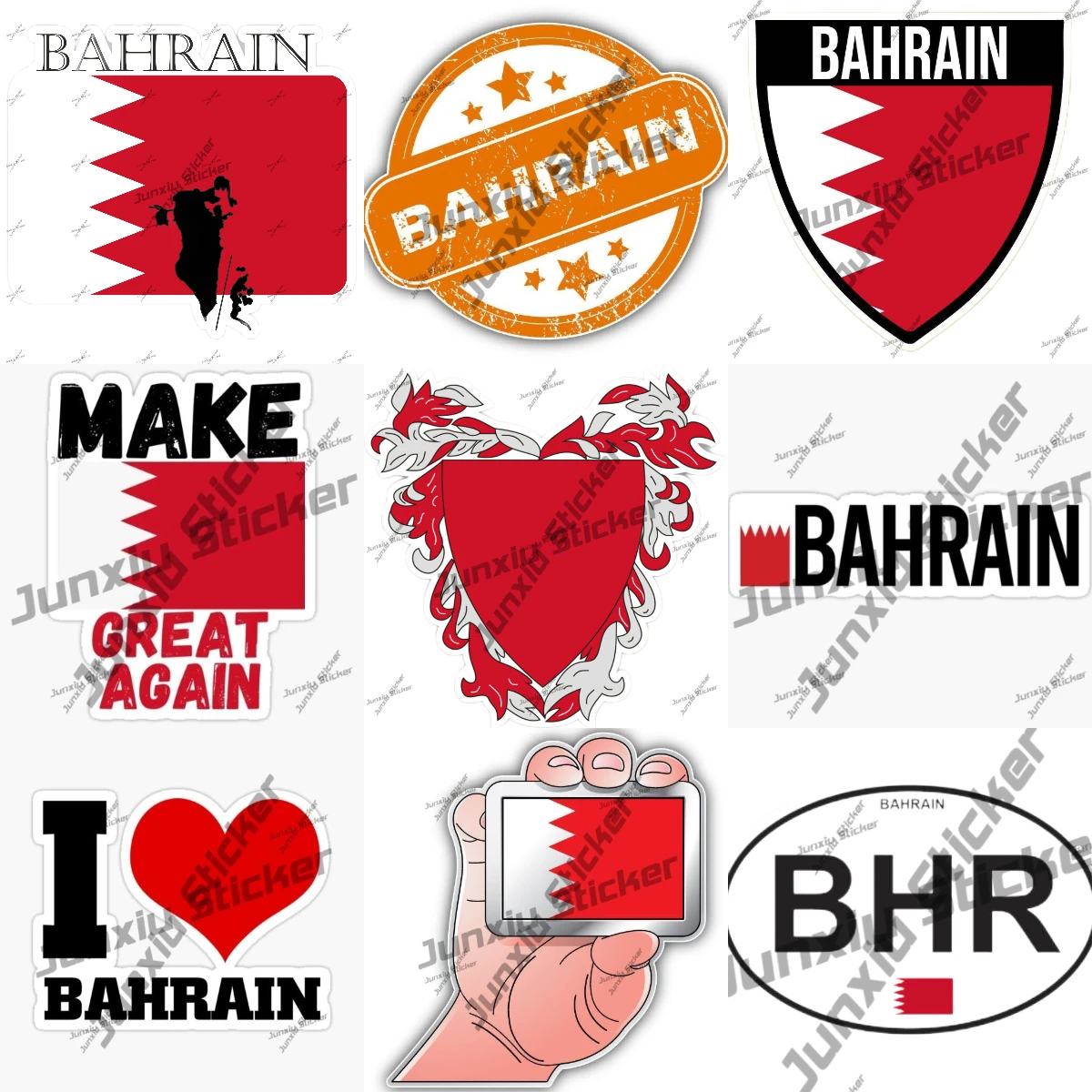 

Bahrain Map Flag Silhouette Sticker Oval Country Code BH Waterproof Cartoon Vinyl Decals for bumper Laptop Book Fridge Guitar