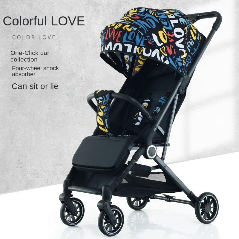 Newborn Stroller High Landscape Lightweight Travel Stroller Two-way Swivel Seat Foldable Adjustable Four-wheeled Baby Stroller