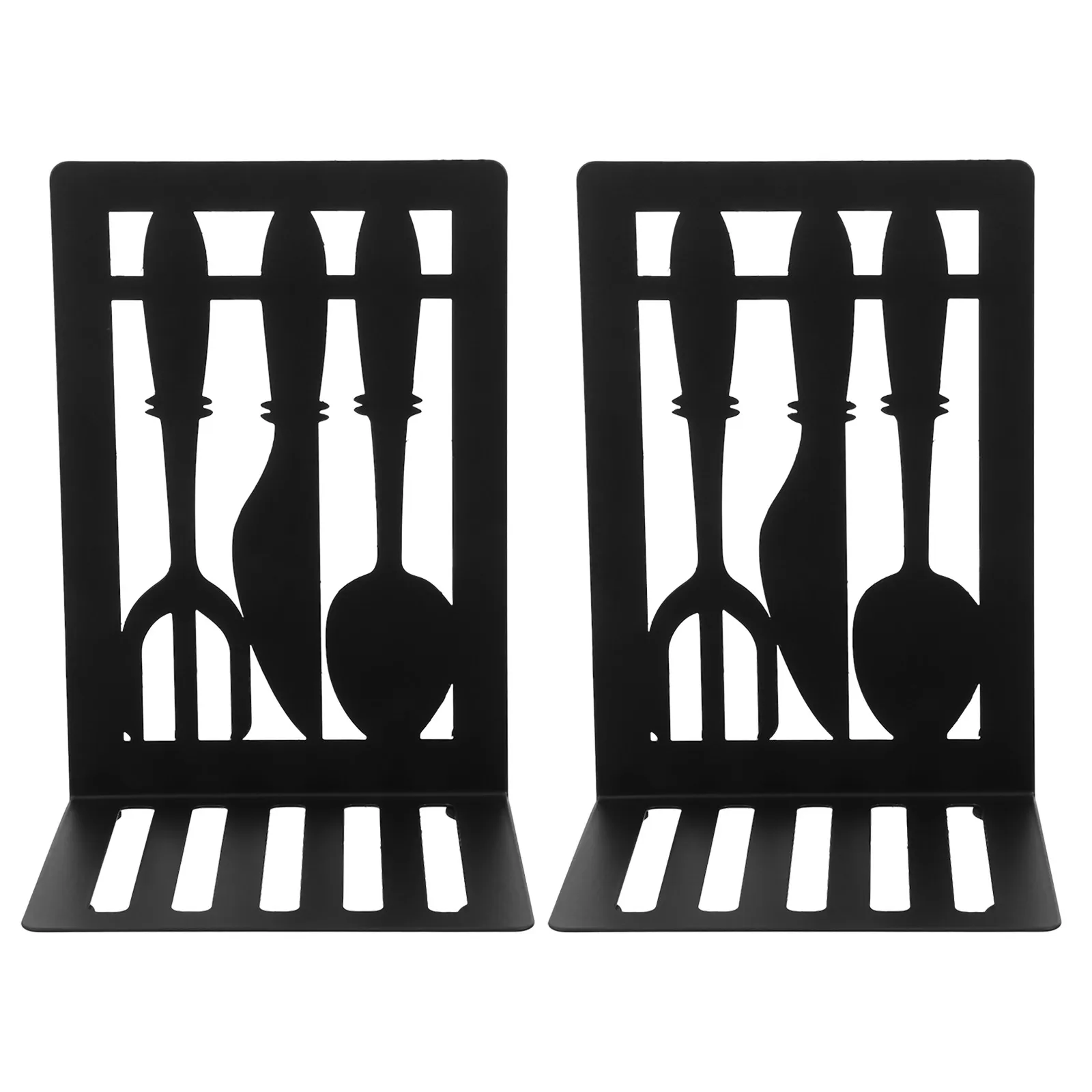 

1 Pair Iron Bookends Decorative Holder For Shelves Metal Book Organizer Cutlery Design Study Accessories Multi-Function