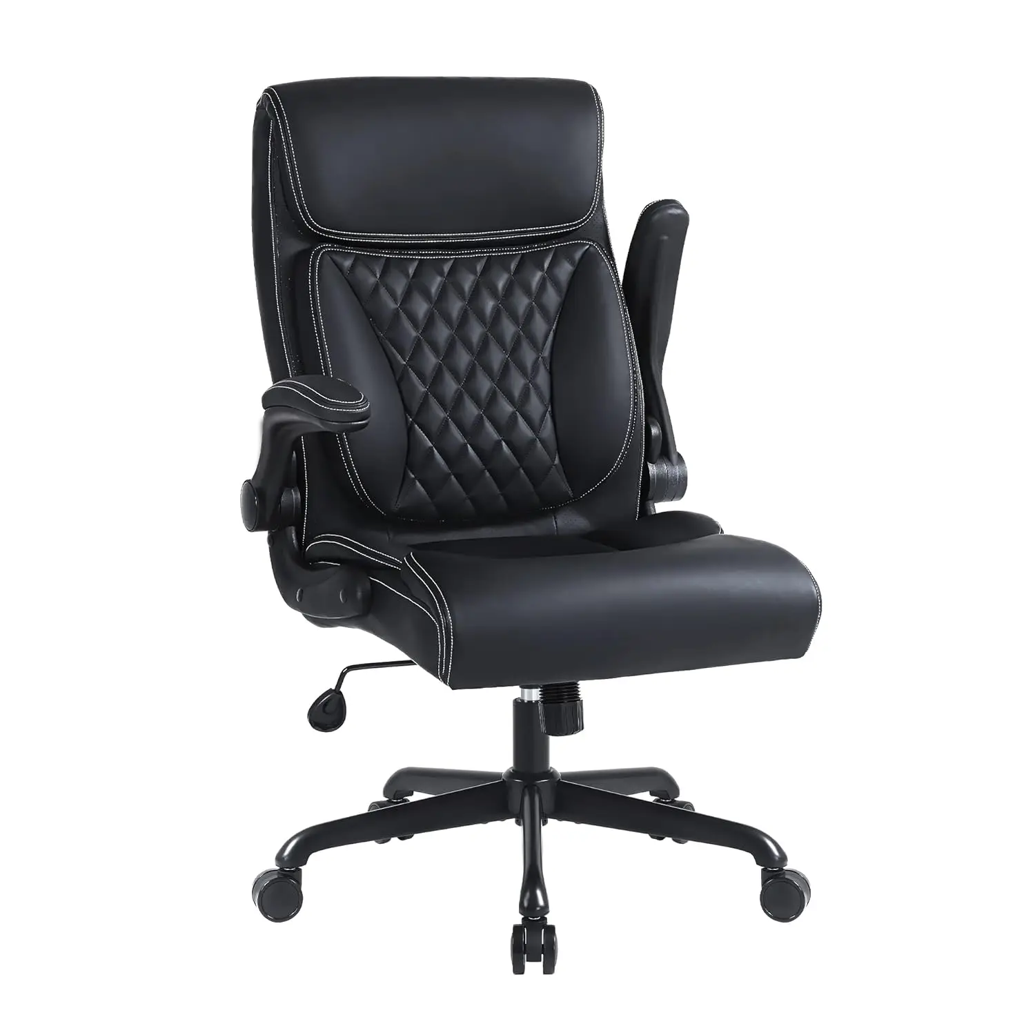 

Ergonomic PU Leather Executive Office Chair Height Adjustable Flip-up Arms Lumbar Support Home Office Black, Customized