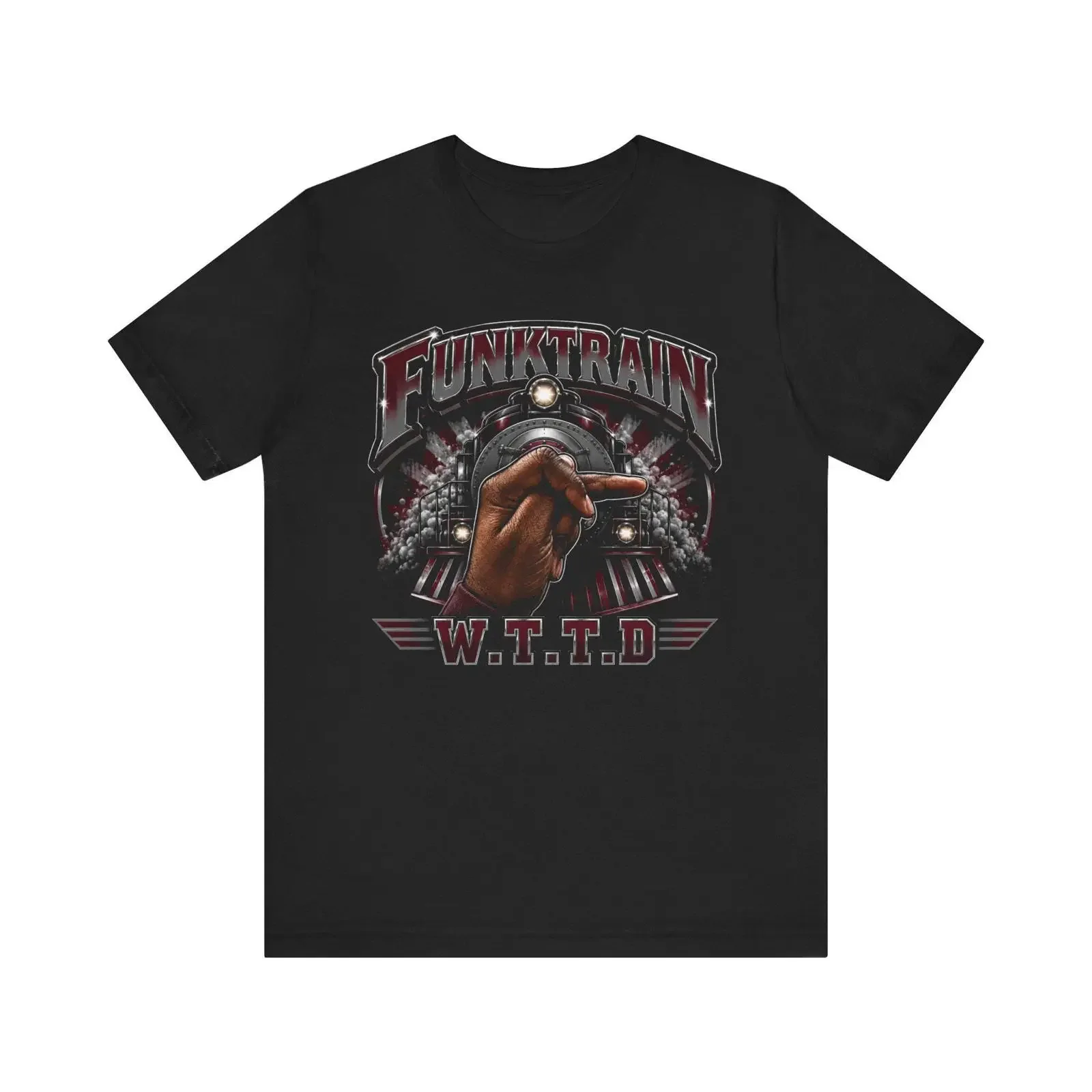 Funktrain W T D Shirt Vintage Steam Train Pointing Hand Design Black vintage Washed Soft graphic designer clothes Versatile