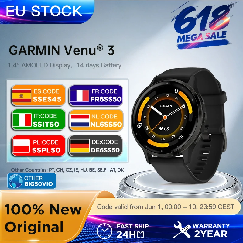 Zdjęcie: Smartwatch Garmin Venu 3 45mm, ekran 1.4 cala