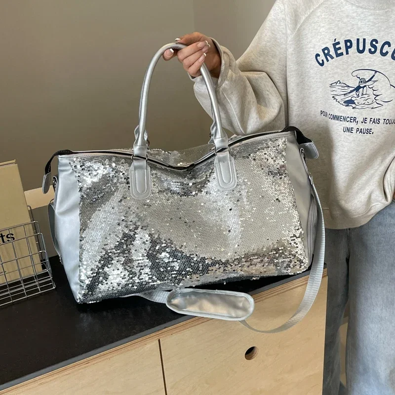 Sequin Solid Hot Selling Fashion Sequin Large Capacity Women's Shoulder Bag 2024 Fashionable Women's Handbag Travel Bags