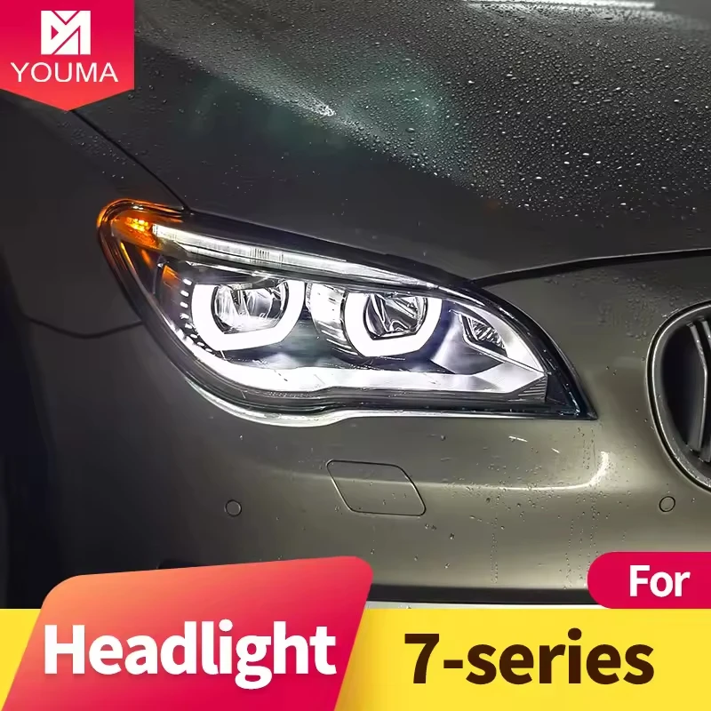 LED Headlight Assembly For BMW 7 Series F01 F02 2009-2015 Dynamic Sequential Turn Signal DRL Angel Eyes Retrofit Tuning