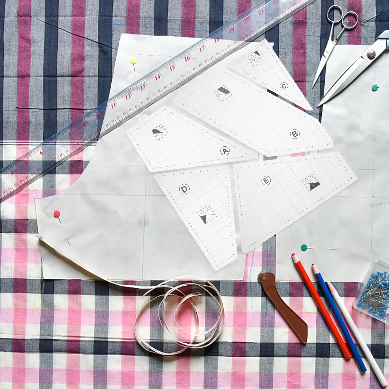 مجموعة واحدة من قوالب الخياطة الأكريليك الممتازة لتطريز اللحف المرقعة DIY أدوات مسطرة شفافة خفيفة الوزن #1