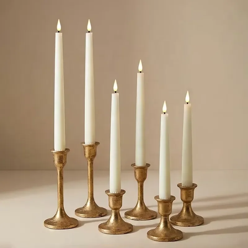 Premium Ivory Paraffin 3D New Wick Flashing LED Cone Candle for Wedding Decorations