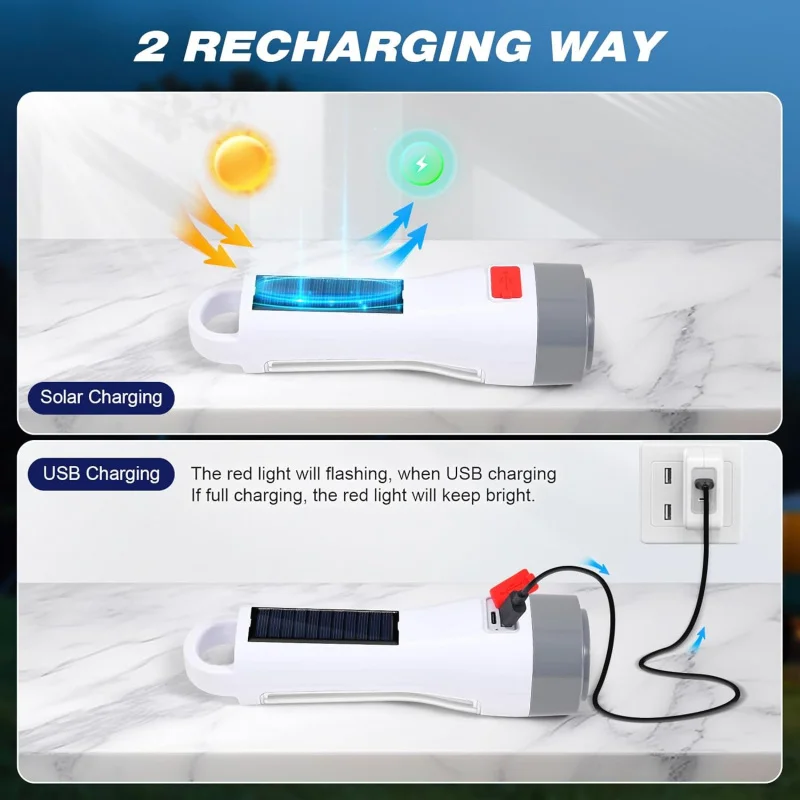 انقطاع التيار الكهربائي لمصباح LED، مصابيح كاشفة للتخييم قابلة لإعادة الشحن مع لومن عالي، 5 أوضاع، قوية وتكتيكية #2