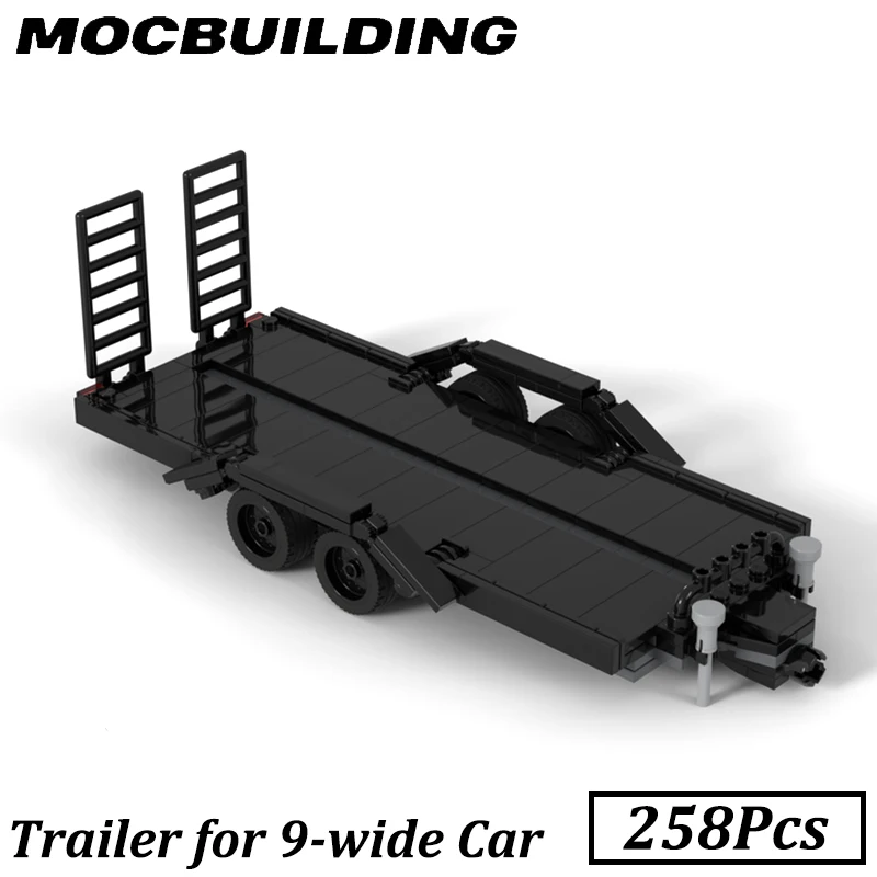 Trailer for 9 Stud Wide Speed Champion Truck Accessory MOC Building Blocks Brick Toys Construction Gift for Kids