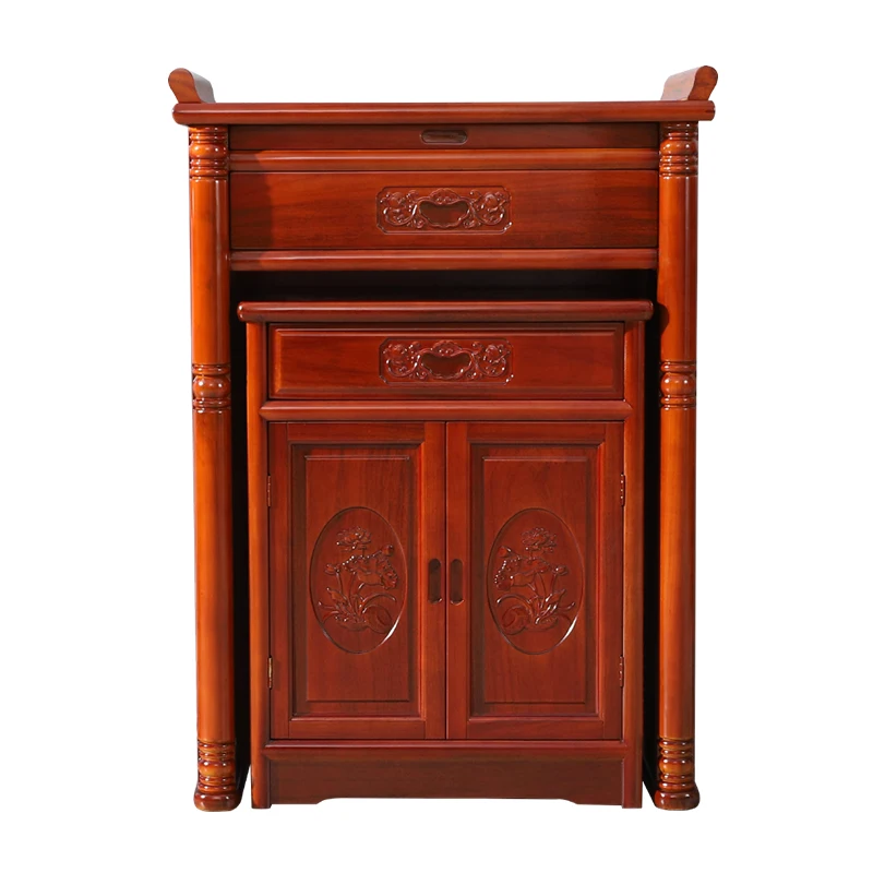 incense case household solid wood Buddhist niche table  new Chinese Buddhist table cabinet God of Wealth  offering table