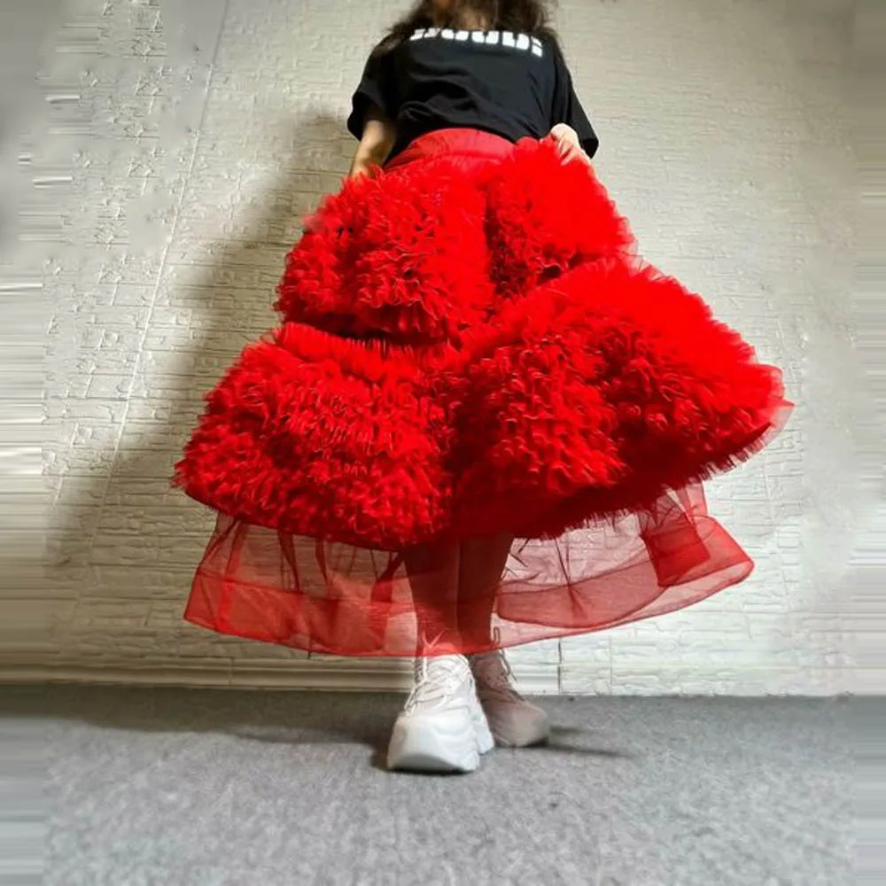 Chic Tulle Ball Gown Women Party Skirt High Waist Ankle Length Long Women Clothing  Princess Christmas Birthday Skirt Sexy