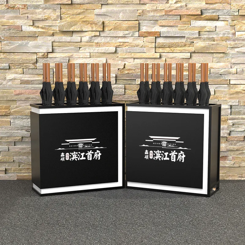 Umbrella stand Commercial sales department High-end umbrella stand Hotel lobby welcome department Stainless steel creative