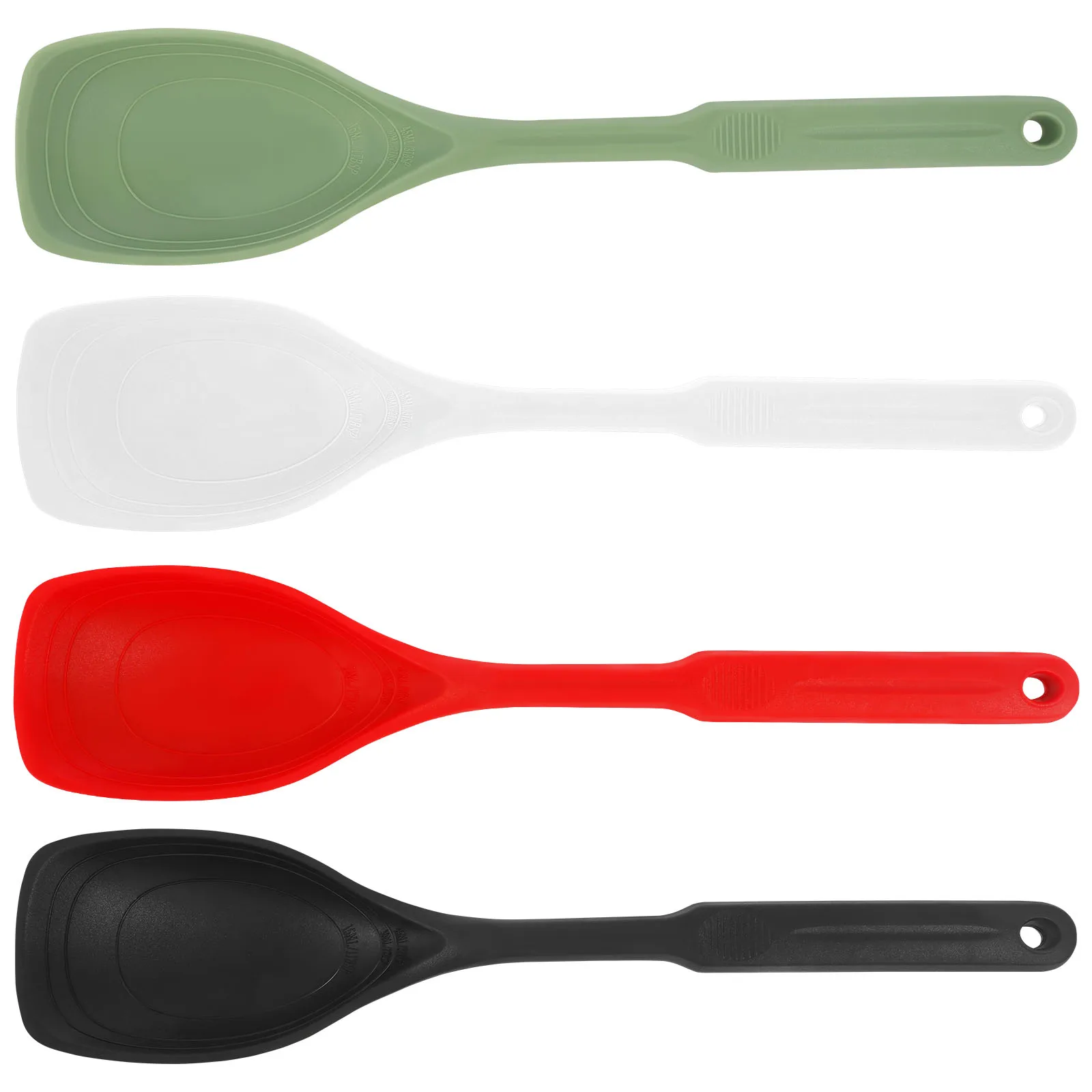 4 Pcs Silicone Cooking Spoon Set with Deep Bowl and Measurement Mark Nonstick Solid Spoon Heat Resistant Basting Spoon for