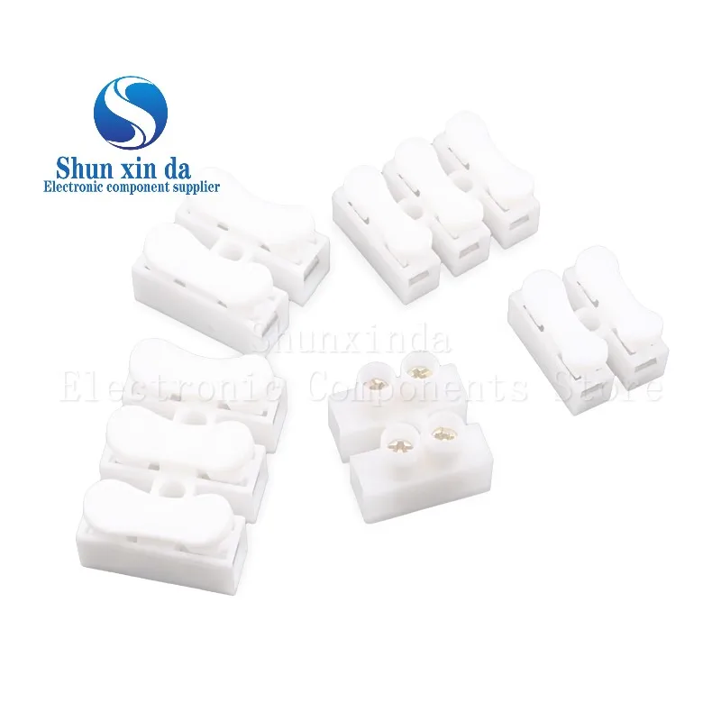10PCS CH-1 CH-2 CH-3 Spring Wire Quick Connector 2P 3Pin Electrical Crimp Terminals Block Splice Cable Clamp Easy Fit Led Strip