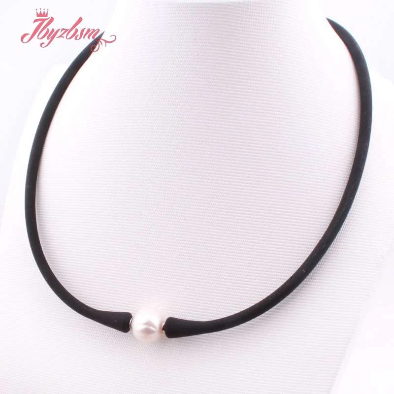 10mm Freshwater Pearl Silicone Bracelet Necklace Natural Stone Beads Casual Waterproof For Christmas Best Gift Bracelet Necklace