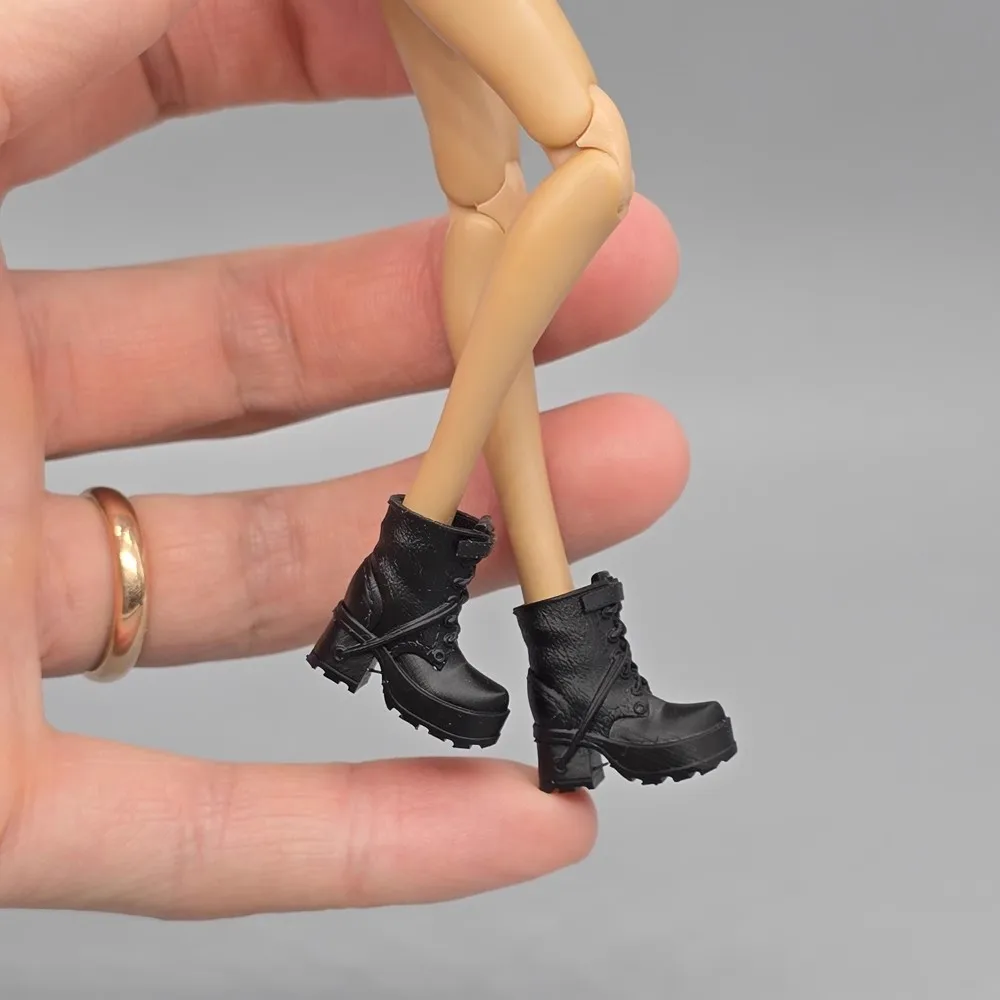 

Snail 1/12 Fashion Clothing Accessories Leather Boots High Heels Shoes Fit 6'' Soldier Body In Stock