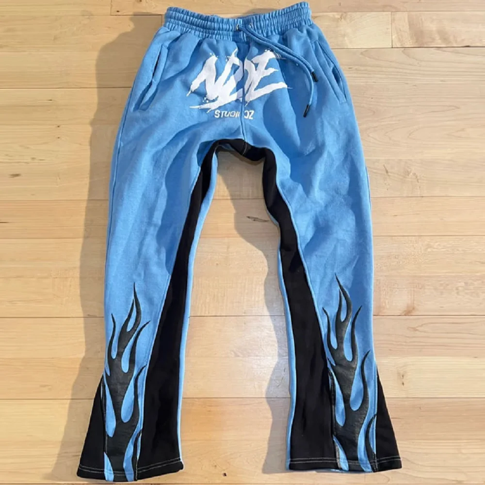 Y2k Flared Pants Hip Hop Men Loose 3D Print Trousers Casual Sweatpants Mid Waist Sporty Female Streetwear Vintage Flared Pants