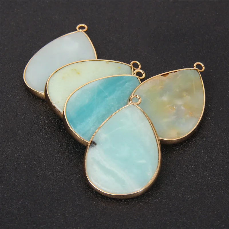 Water Drop Shape Stone Pendant Natural Agates Labradorite Rose Quartzs Charm Pendants For DIY Jewelry Making Necklaces Earrings