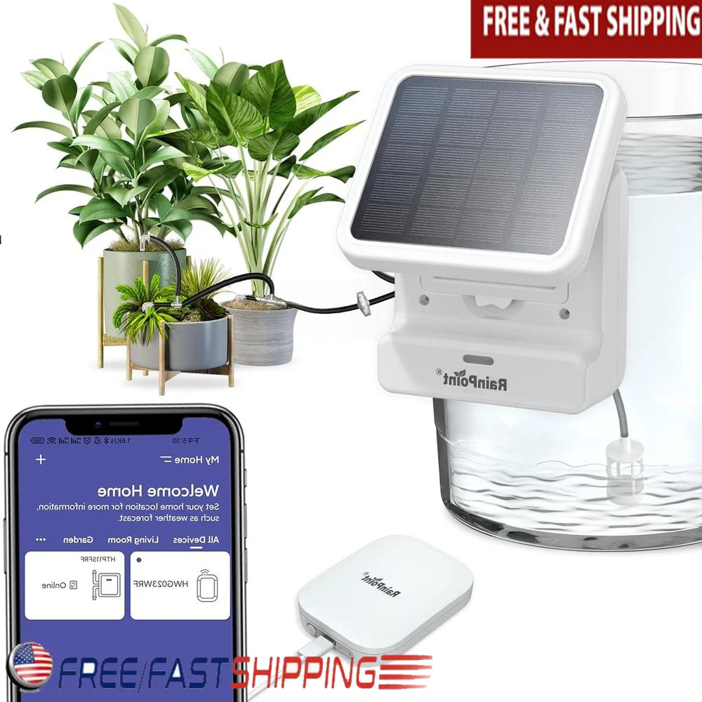 

Автоматическая солнечная система капельного орошения, управляемый Wi-Fi, таймер поливального насоса, уход за растениями в помещении, экономия воды на солнечной энергии