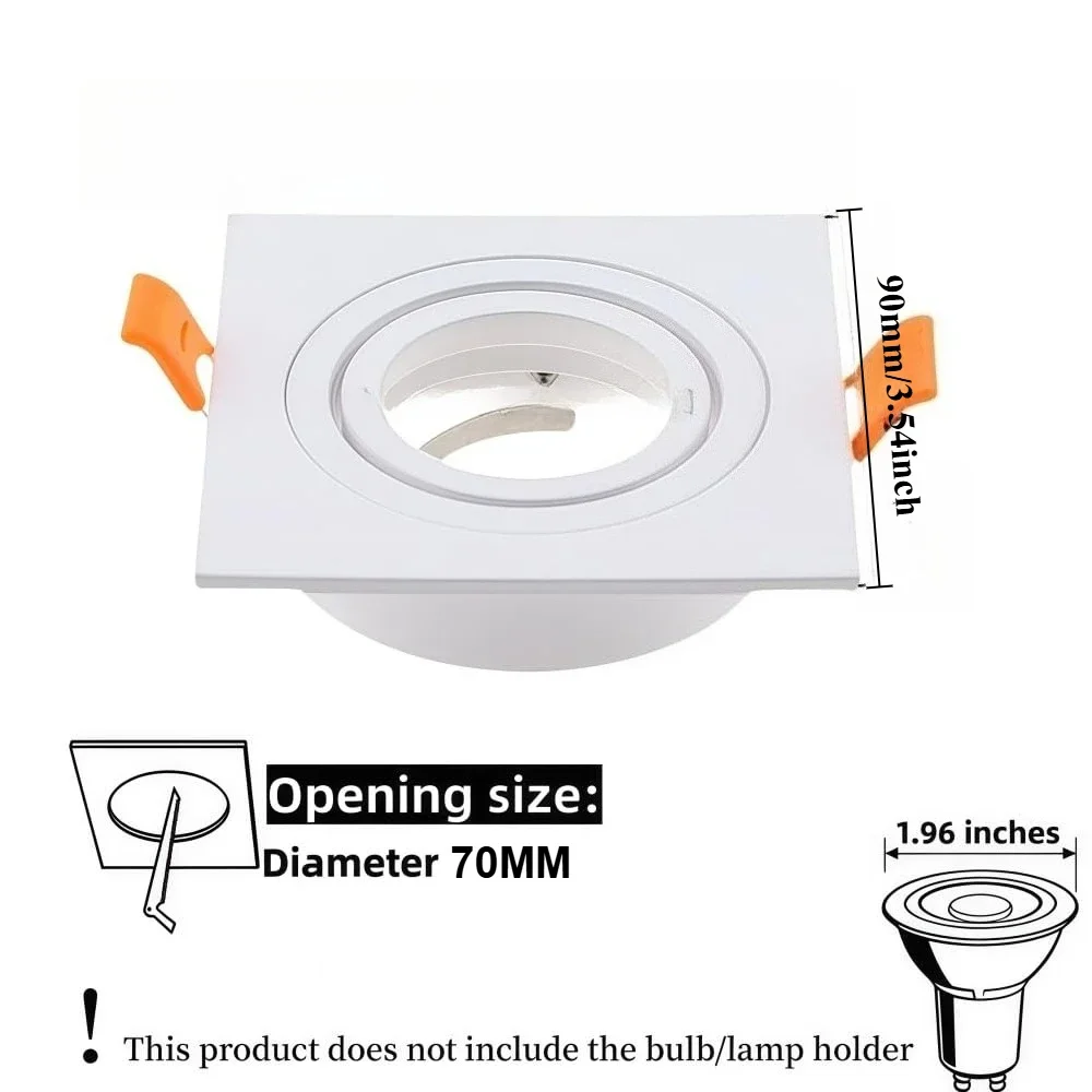 JOYINLED 2/10PCS Square Recessed Spotlight Frame Adjustable LED Downlight Housing GU10 MR16 Bulb Holder Ceiling Light Trim White