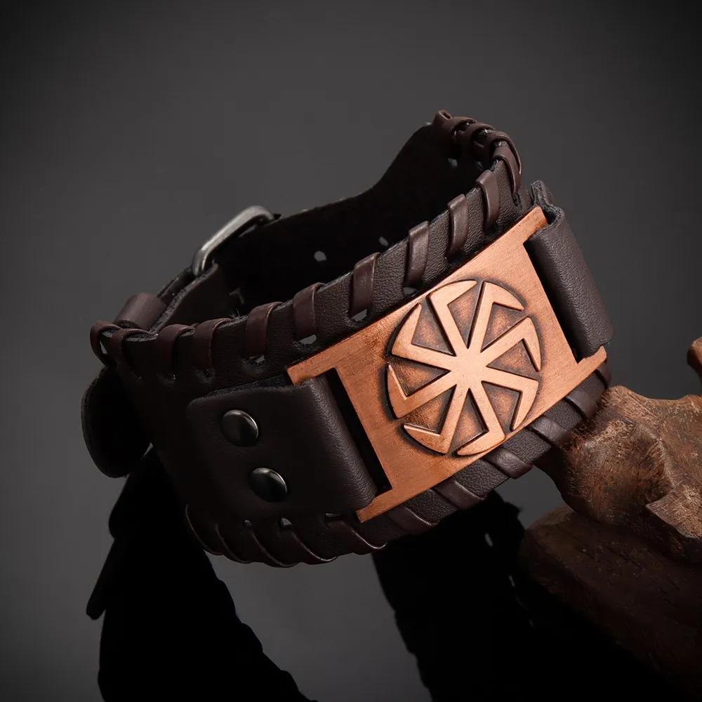 2025 Totem Design Nordic Lucky Compass Bracelet Viking Men's Bracelet New Trendy Fashion Leather Woven Accessories Party Jewelry view 6