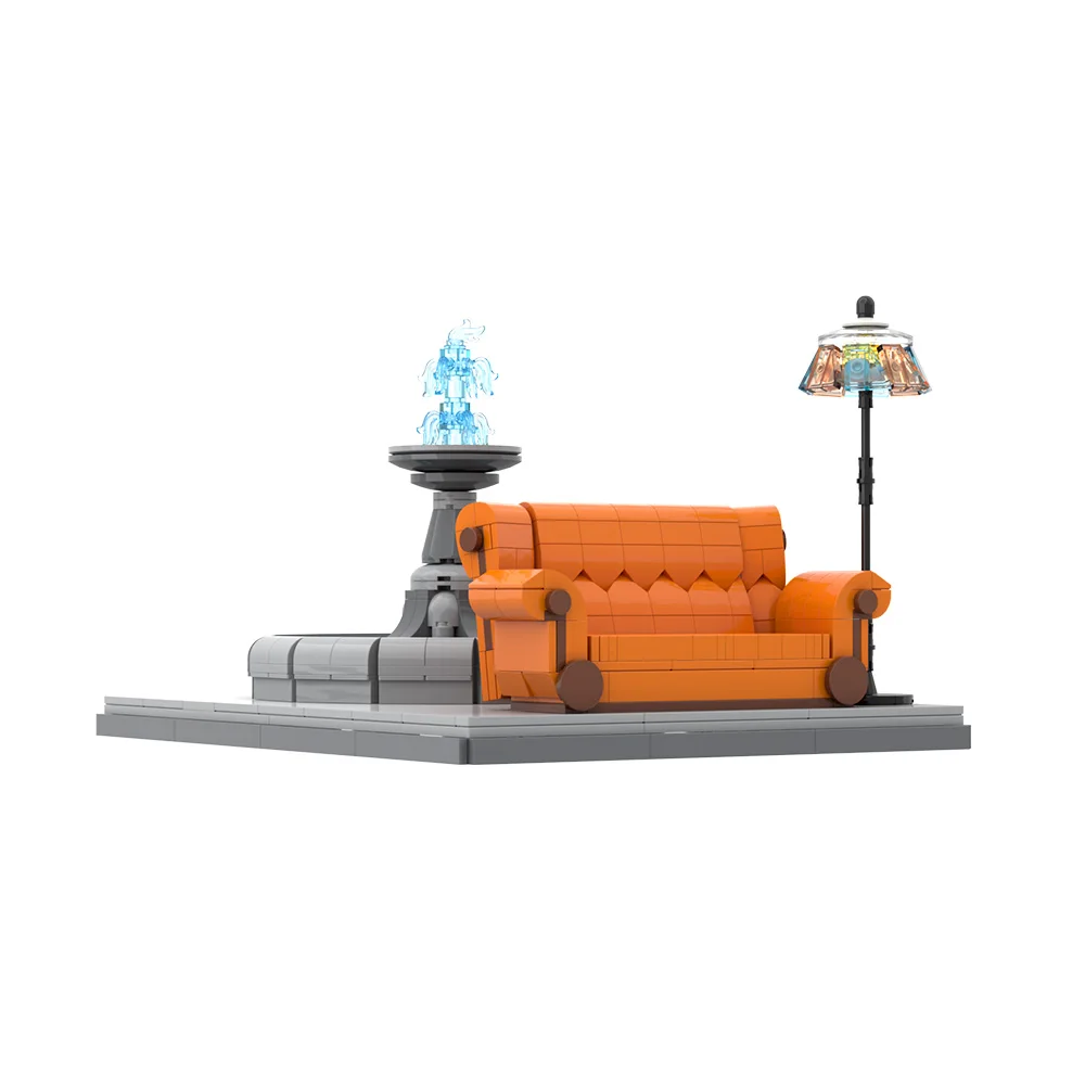 MOC Friends Sitcom Vignette Building Blocks Kit Classic Sofa and Fountain Scene Fun Desk Decor Bricks Toy Adult Gift