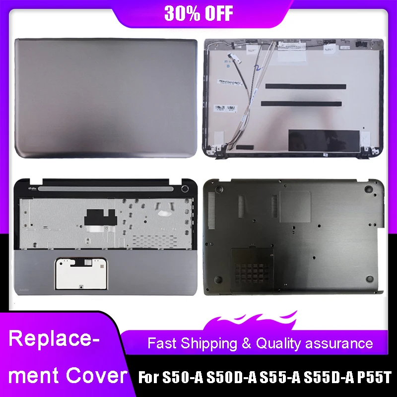 laptop lcd tampa superior traseira para toshiba s50 a s50d a s55 a s55d a p55t dobradicas moldura frontal palmrest inferior case tampa traseira prata novo 01