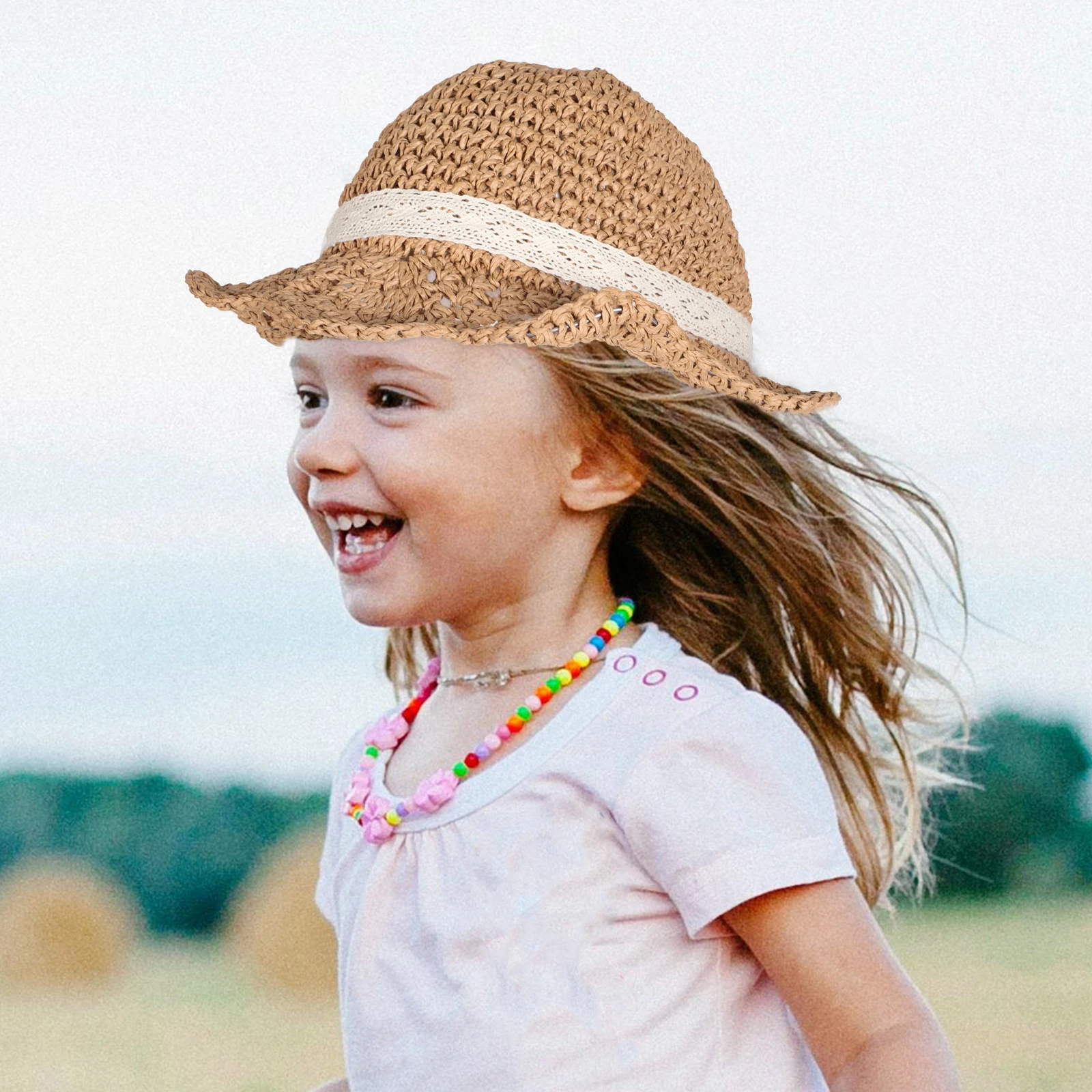 قبعة شمس للأطفال، قبعات من القش للشاطئ للفتيات الصغيرات، خفيفة الوزن ومسامية وقابلة للتعديل للربيع والصيف فعالة
