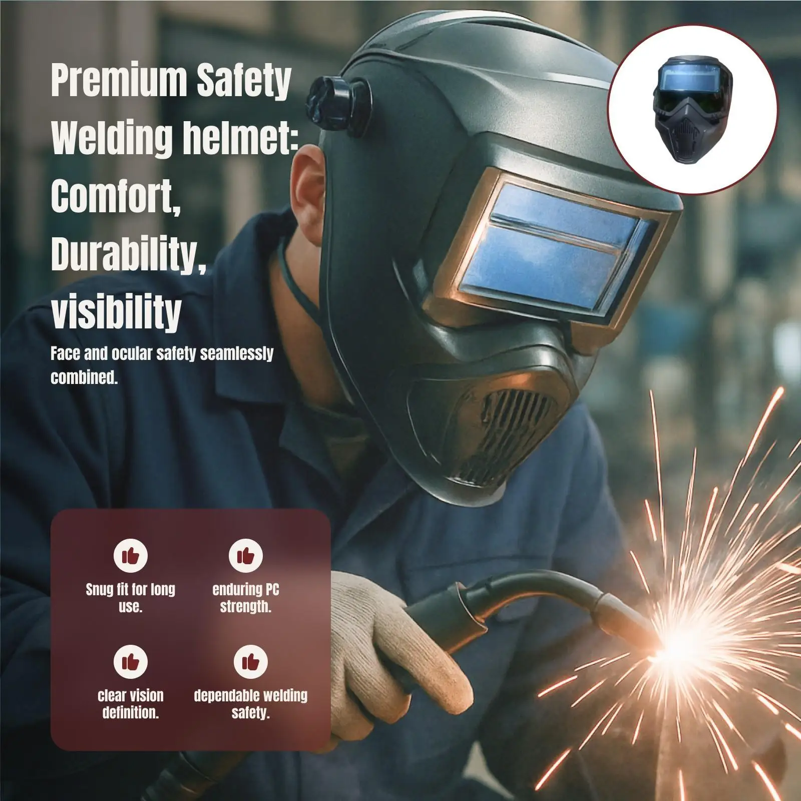 Welding Cover Lightweight Welder Hood Comfortable Fit Protection Welding Mask Replacement Lens for Welding Surface and Shop