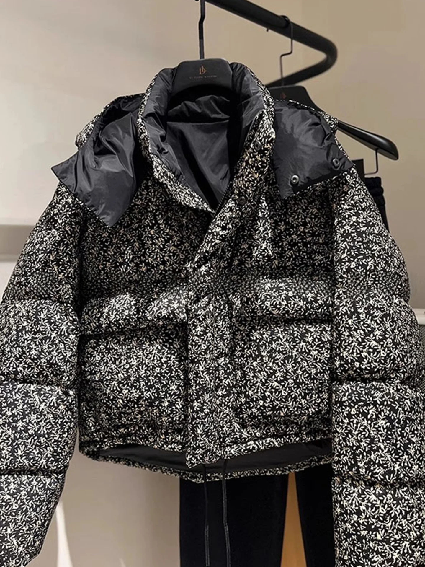 

Ele Bla Floral Print ort Puffer Jaet Women's Winter Thiened Coat Hooded Commute Sle Regular Fit Polyester Fiber