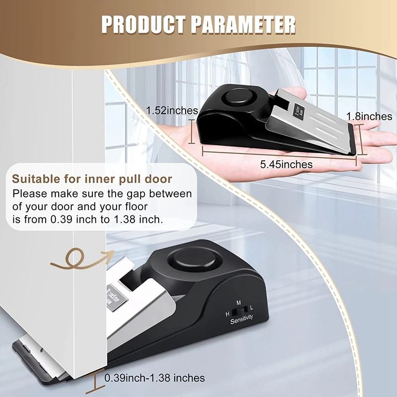 สัญญาณเตือนประตูพร้อมสัญญาณรักษาความปลอดภัยที่กั้น120DB 2ชิ้นสำหรับสัญญาณเตือนประตูความปลอดภัยในบ้าน