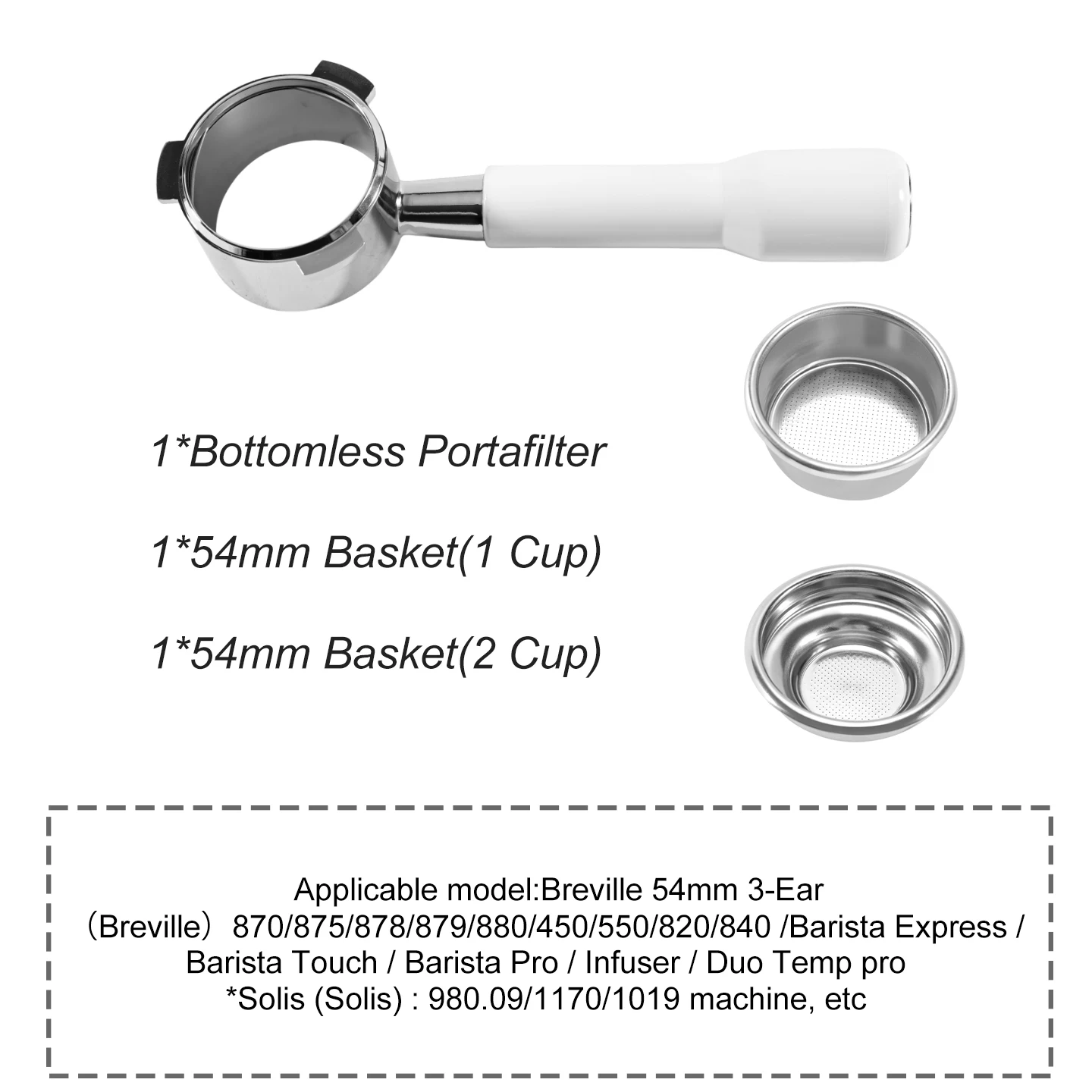 54mm Koffie Bodemloze Portafilter Naakt Voor Breville Sage 870 878 879 Filtermand Espressomachine Accessoires Barista Gereedschap