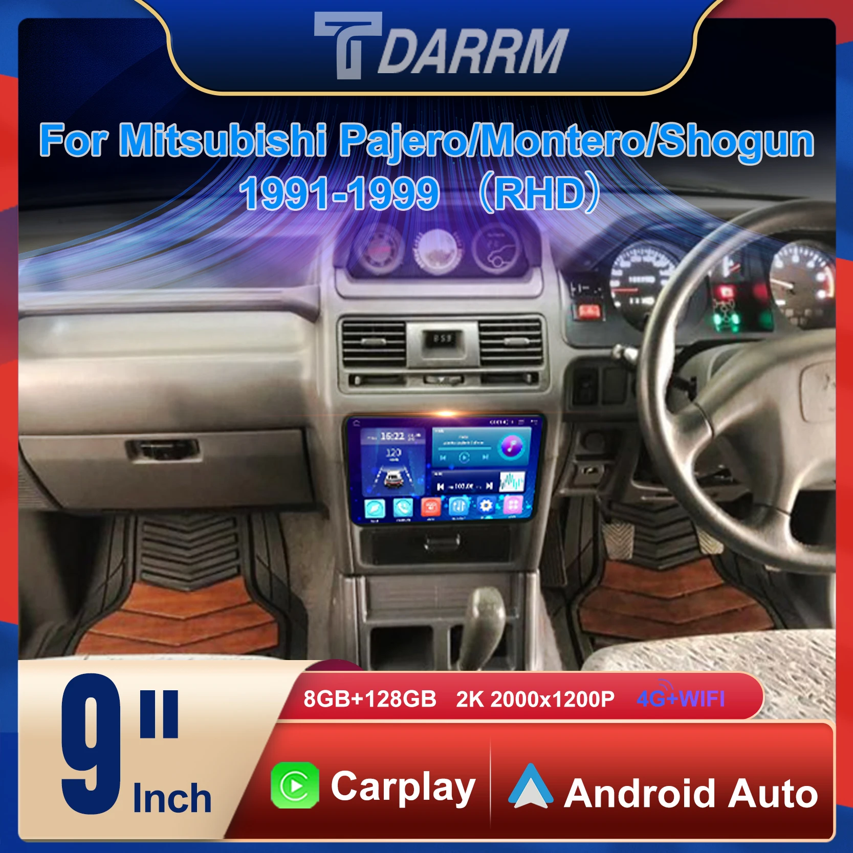 

For Mitsubishi Pajero Montero Shogun 1991-1999 Android12 Car Radio Multimedia Video Player GPS CarPlay 9 INCH 2K Screen Stereo
