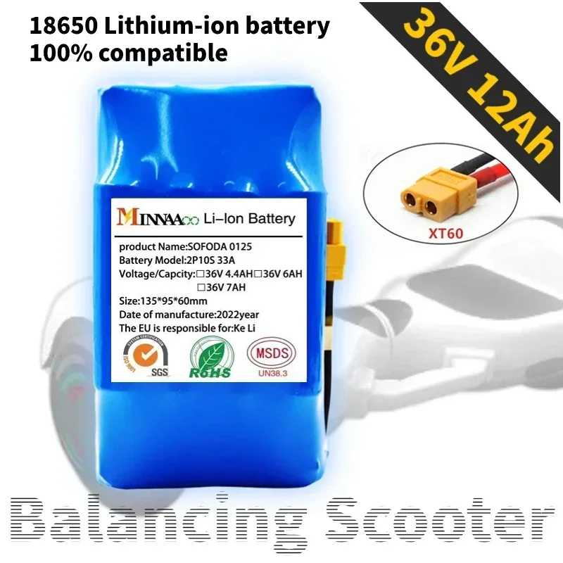 

High-quality Battery 36V 12Ah 10s2p Rechargeable Lithium-ion Battery for Electric Self-balancing Scooter,HoverBoard and Unicycle