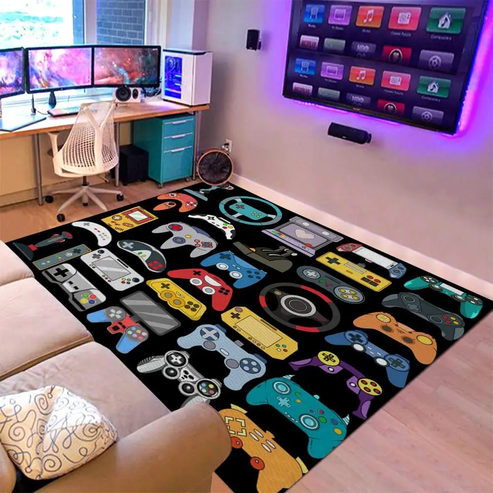 Video Game Controller Area Rug Retro Gaming Console Print Non Slip Floor Mat For Kids Room Game Room Bedroom Home Decor Carpet