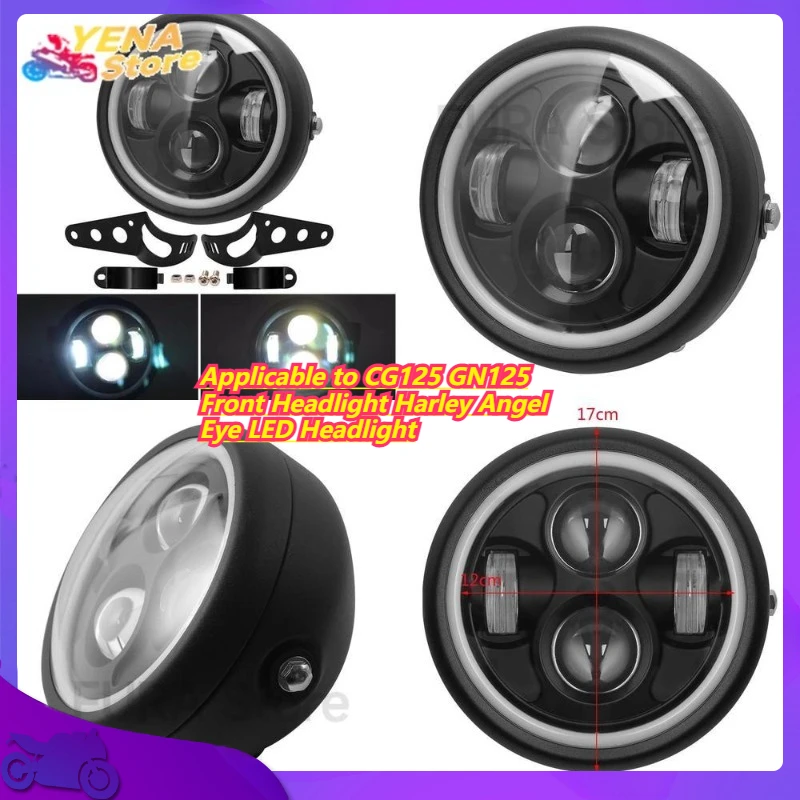 

Motorcycle Accessories Modification LED Retro Headlight Applicable to CG125 GN125 Front Headlight Harley Angel Eye LED Headlight