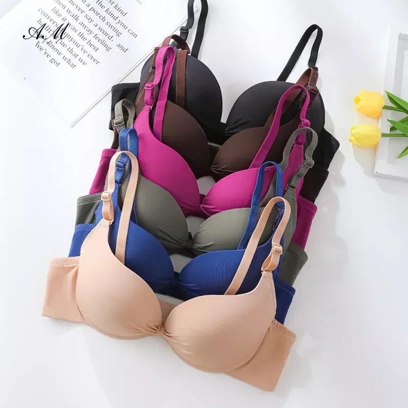 Fashionable Adjustable Gathered Steel Ring Bra Female Lingerie Smooth Bra Thin Cup Women\'s Bra Underwear Bra for Women