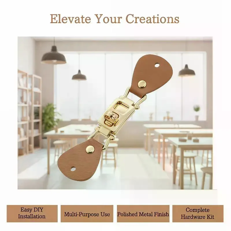 PU Leather Turn Lock Clasps With Golden Metal Fittings Assorted Colors Easy Install For DIY Handbag Leather Craft