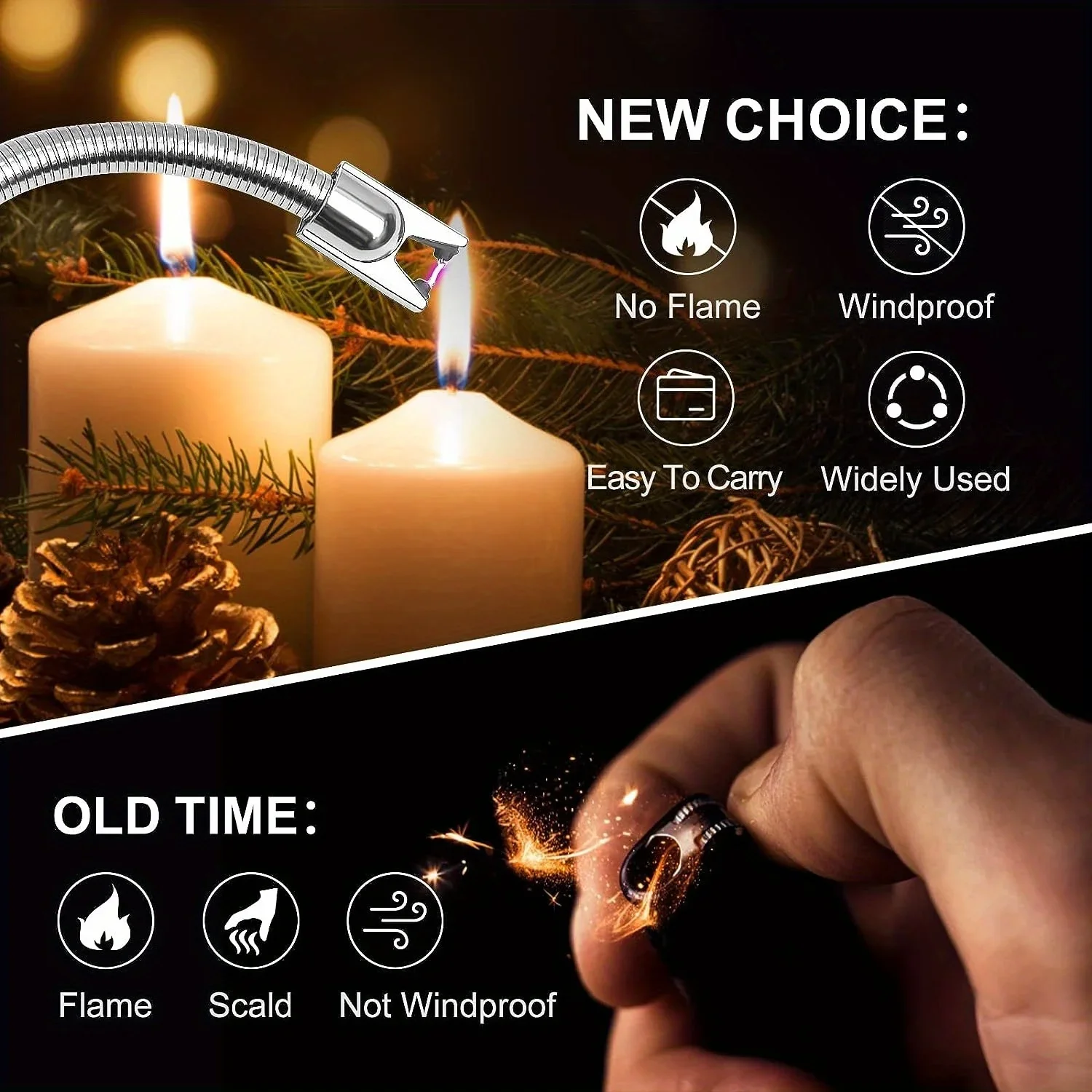 3pcs Rechargeable Electric Lighters, TYPE-C Plasma Arc Kitchen Lighter, Windproof Arc Lighter, Candle Lighter, BBQ Grill Lighter view 5