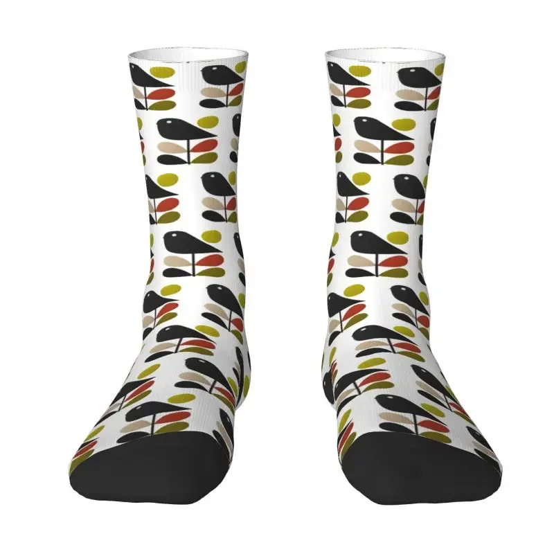 Kawaii Mens Orla Kiely Stem And Bird Dress Socks Unisex Warm Breathable 3D Print Scandinavian Style Crazy Crew Socks