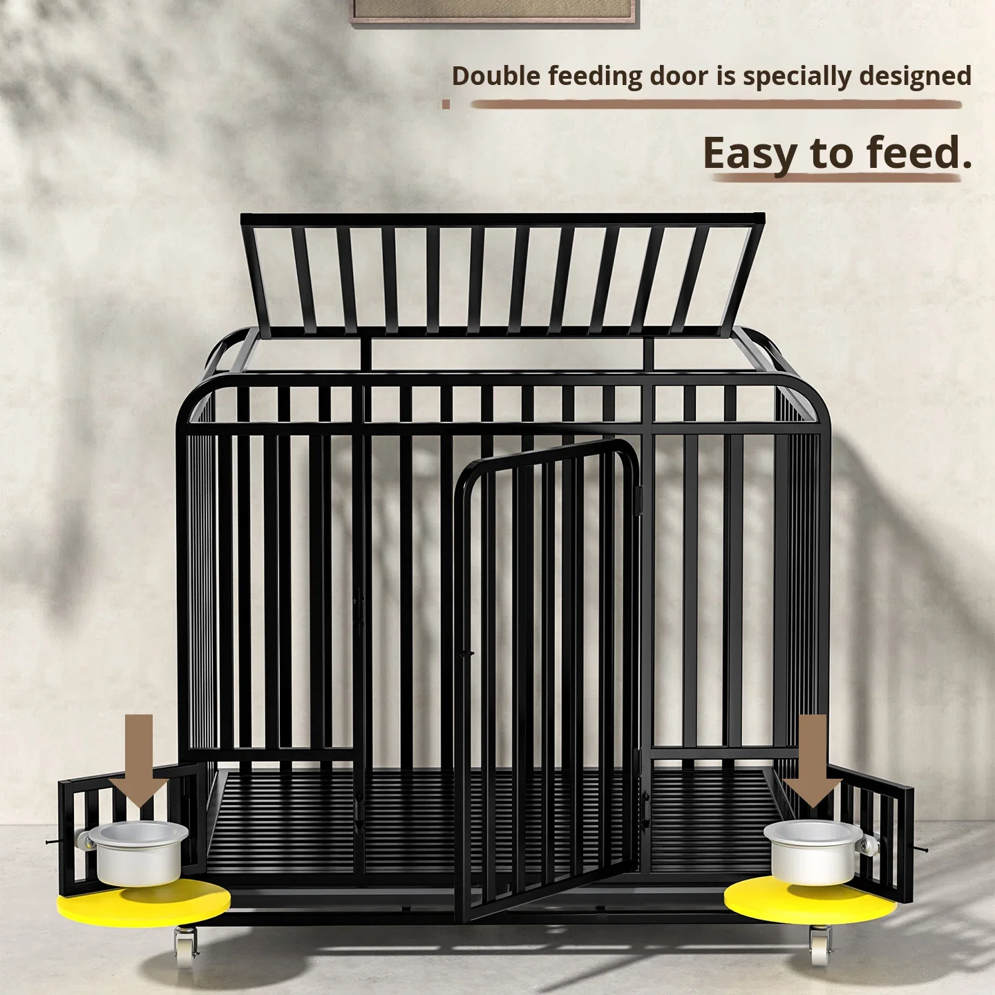 Large Medium-sized Dog Cage Iron Extra Thick 3.0 Tube Rectangular Indoor Toilet Separation for Golden Retriever Border Collie