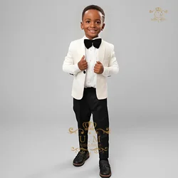 Boys' wedding party dress 2pcs set (jacket+pants) white shawl lapel children's custom clothing for cocktail evening prom costume