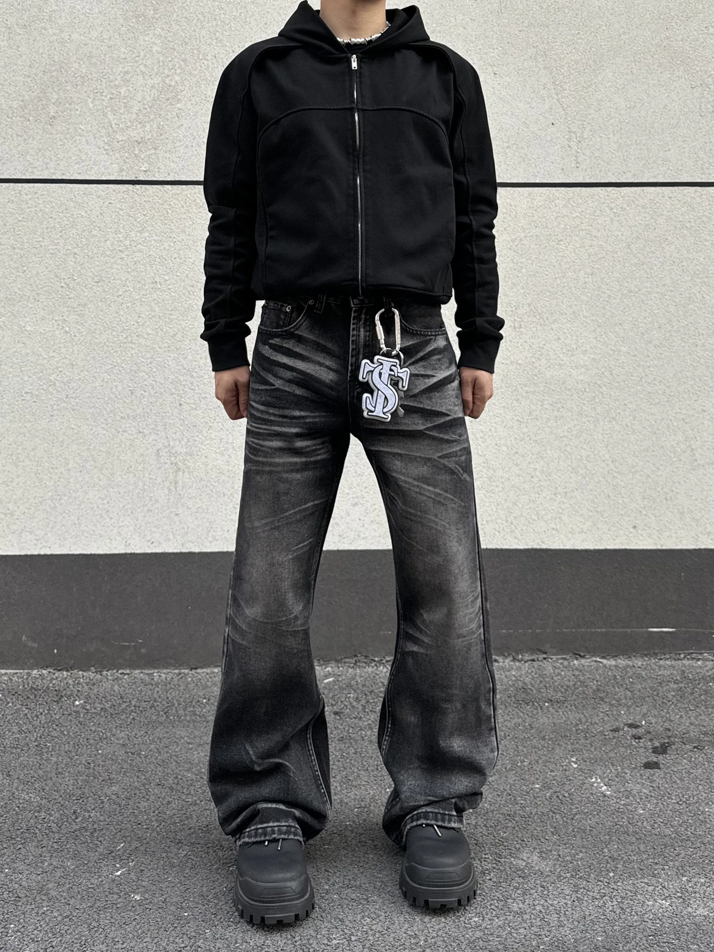 

Black Straight Leg Jeans Men Women Cleanfit Loose Wide Leg Pants Retro Wash Denim Jeans Youth Popular Casual Wear