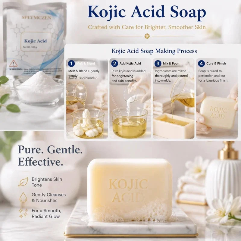 SPLYMCZEN Soap Fragrances Kojic Acid Crystals Powder For Making Cleansing Bar & DIY Skin Care Soap Making Supplie