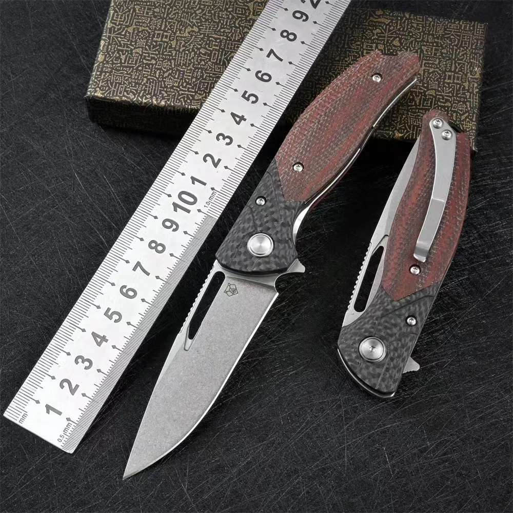 F3 Mini Bear Tactical Folding Knife Blade 14c28n With Carbon Fiber Linen Micarta Hand Tool Survival Camping Pocket Knives  Edc